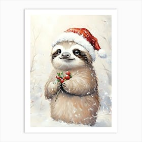 Christmas Sloth 1 Art Print