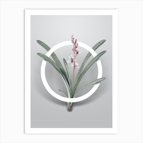 Vintage Boat Orchid Minimalist Flower Geometric Circle on Soft Gray n.0102 Art Print