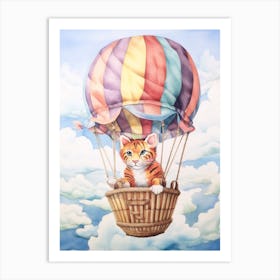 Baby Bengal Tiger In A Hot Air Balloon Art Print