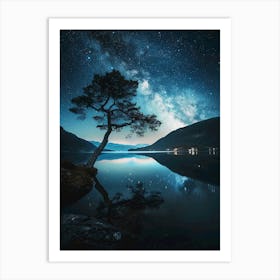 Lone Tree In The Night Sky Art Print