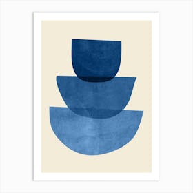 Abstract Cobalt Blue Shapes Art Print