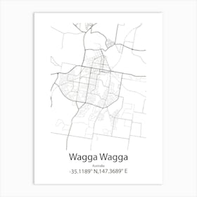 Wagga Wagga,Australia Minimalist Map Art Print