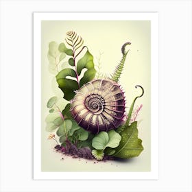 Snail With Splattered Background 1 Botanical Art Print