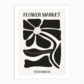 B&W Flower Market Poster Stockholm Art Print