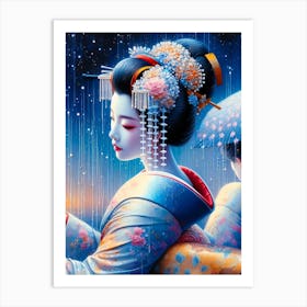 Japan Traditional Geisha Illustration By Ad 46 Art Print