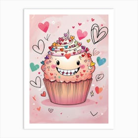 Valentine'S Day Cupcake Art Print