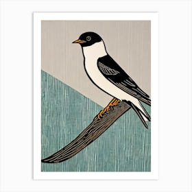 Barn Swallow 2 Linocut Bird Art Print