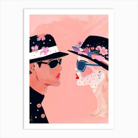 Couple In Hats Art Print