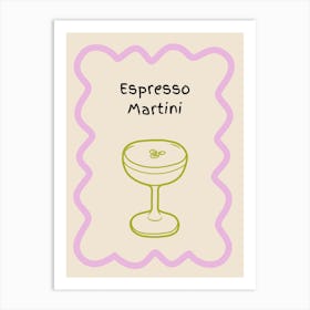 Espresso Martini Doodle Poster Lilac & Green Art Print