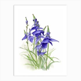 Blue Lobelia Wildflower Watercolour 1 Art Print