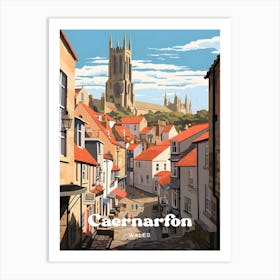 Caernarfon Wales Street view Travel Illustration Art Print