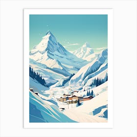 Lech Zurs Am Arlberg   Austria, Ski Resort Illustration 3 Simple Style Art Print