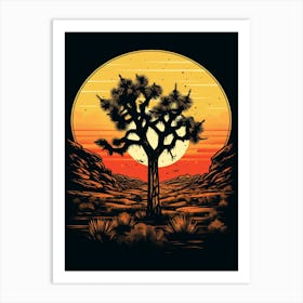 Joshua Tree At Sunset In Gold And Black (3) Art Print