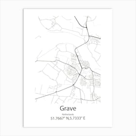 Grave,Netherlands Minimalist Map Art Print