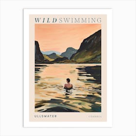Wild Swimming At Ullswater Cumbria 1 Poster Art Print