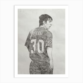 Messi 30 - Black White Art Print