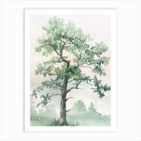 Alder Tree Atmospheric Watercolour Painting 3 Art Print