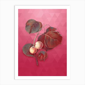 Vintage Yellow Apricot Botanical in Gold on Viva Magenta Art Print