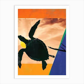 Sea Turtle 3 Cut Out Collage Art Print