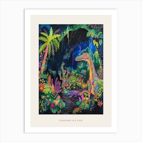 Dinosaur In The Colourful Cave Painting 3 Poster Art Print