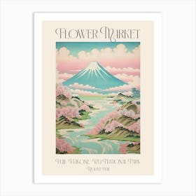 Flower Market Mount Fuji In Fuji Hakone Izu National Park, Japanese Landscape 2 Poster Art Print