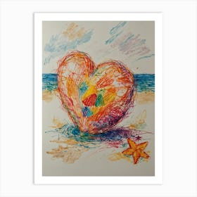 Heart On The Beach 6 Art Print