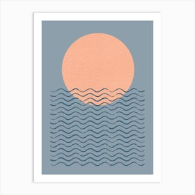 Ocean Wave Sunset - Minimalist Modern Graphic Abstract Art Print