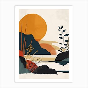 Sunset At The Lake, Scandinavian Simplicity Art Print