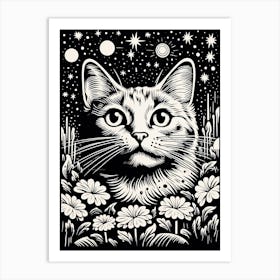 Celestial Purrformance, Psychedelic Cats series Art Print