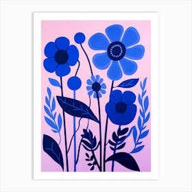 Blue Flower Illustration Lilac 2 Art Print