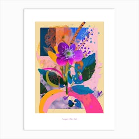 Forget Me Not 1 Neon Flower Collage Poster Art Print