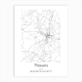 Thouars,France Minimalist Map Art Print