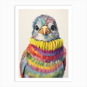 Baby Animal Wearing Sweater Bird Art Print