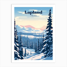 Lapland Finland Snow Mountain Modern Travel Illustration Art Print