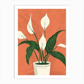 Peace Lily Plant Minimalist Illustration 1 Art Print