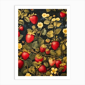 Strawberry Wallpaper Inspired By William Morris 1 Art Print