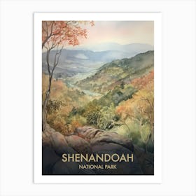 Shenandoah  National Park Watercolour Vintage Travel Poster 3 Art Print