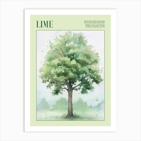 Lime Tree Atmospheric Watercolour Painting 3 Poster Art Print