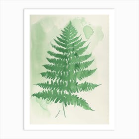 Green Ink Painting Of A Harts Tongue Fern 2 Art Print