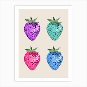 Disco Ball Strawberries Art Print