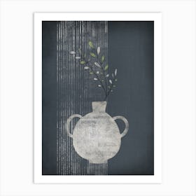 Blue Abstract Chubby Vase Art Print