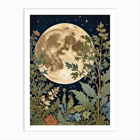 Moon Night Style William Morris 2 Art Print