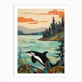 Matisse Style Killer Whale With Woodland Coast 6 Art Print