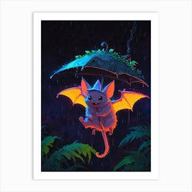 Bat In The Rain 1 Art Print