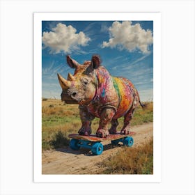 Rhino On Skateboard 2 Art Print