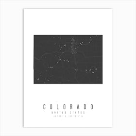 Colorado Mono Black And White Modern Minimal Street Map Art Print