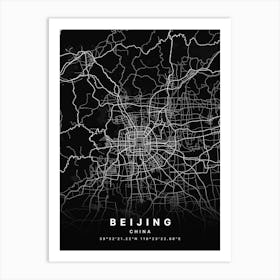 Beijing China Black Map Art Print