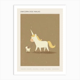 Unicorn Walking A Dog Muted Pastels 2 Poster Art Print