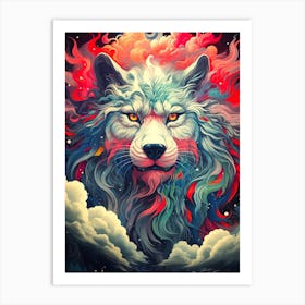 Wolf In The Clouds 9 Art Print