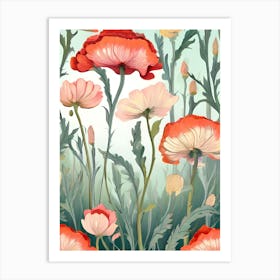 Poppies Seamless Pattern Art Print